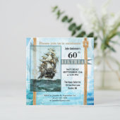 Whimsical Retro Sailor Birthday Party Invitation Kaart (Staand voorkant)