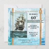 Whimsical Retro Sailor Birthday Party Invitation Kaart (Voorkant)