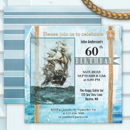 Whimsical Retro Sailor Birthday Party Invitation Kaart
