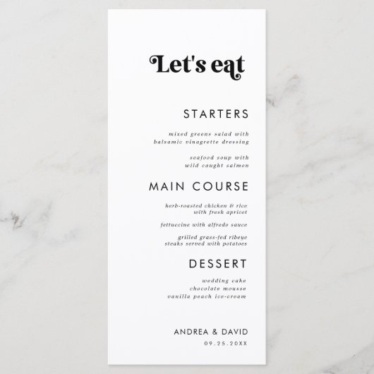 Whimsical Retro Script Laten we een minimale bruil Menu (Voorkant)