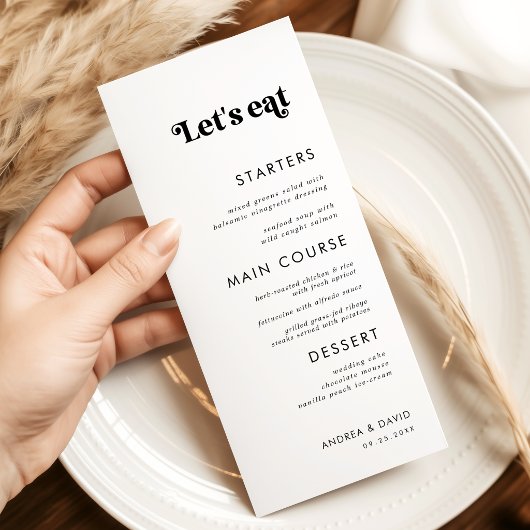 Whimsical Retro Script Laten we Eten Minimalistisc Menu
