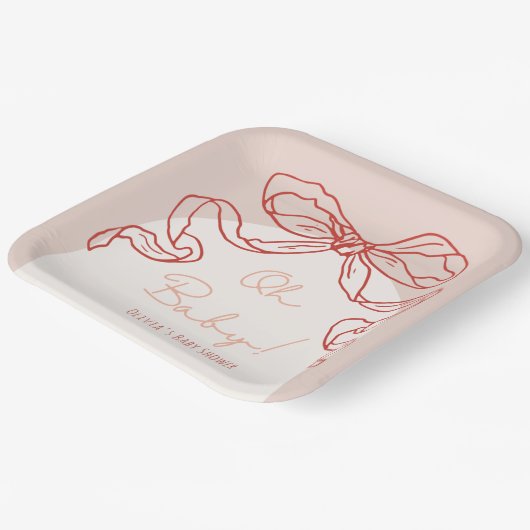 Whimsical Retro Sinaasappel Hand getrokken boog Ba Papieren Bordje (Gebogen)