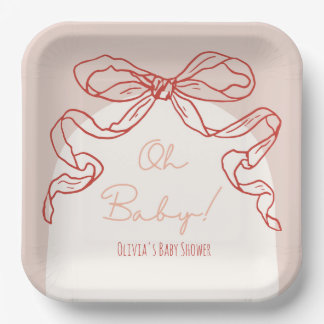 Whimsical Retro Sinaasappel Hand getrokken boog Ba Papieren Bordje