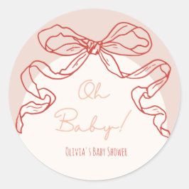 Whimsical Retro Sinaasappel Hand getrokken boog Ba Ronde Sticker