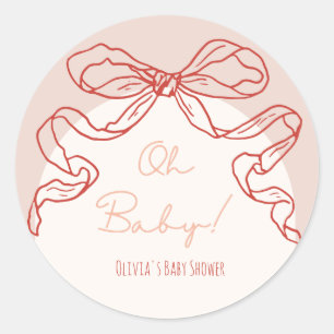 Whimsical Retro Sinaasappel Hand getrokken boog Ba Ronde Sticker