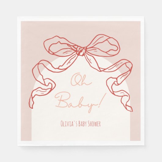 Whimsical Retro Sinaasappel Hand getrokken boog Ba Servet (Voorkant)