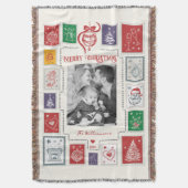 Whimsical Retro Stamp Christmas Illustration Photo Deken (Voorkant Verticaal)