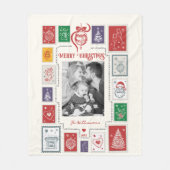 Whimsical Retro Stamp Christmas Illustration Photo Fleece Deken (Voorkant)