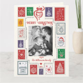 Whimsical Retro Stamp Christmas Illustration Photo Kaart (Voorkant)