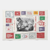 Whimsical Retro Stamp Christmas Illustration Photo Theedoek (Horizontaal)
