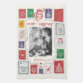 Whimsical Retro Stamp Christmas Illustration Photo Theedoek (Verticaal)