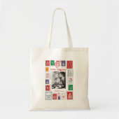 Whimsical Retro Stamp Christmas Photo Gift Tote Bag (Voorkant)