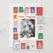 Whimsical Retro Stamp Holiday Photo 2026 Calendar Feestdagenkaart (Voorkant)