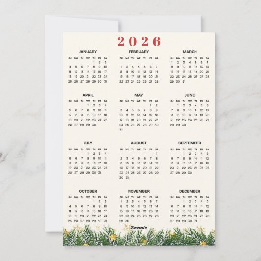 Whimsical Retro Stamp Holiday Photo 2026 Calendar Feestdagenkaart (Achterkant)