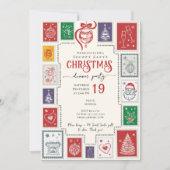 Whimsical Retro Stamps Christmas Doodles Kaart (Voorkant)