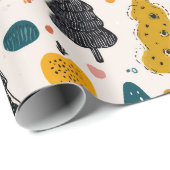 Whimsical Retro Tree Cadeaupapier (Rol Hoek)