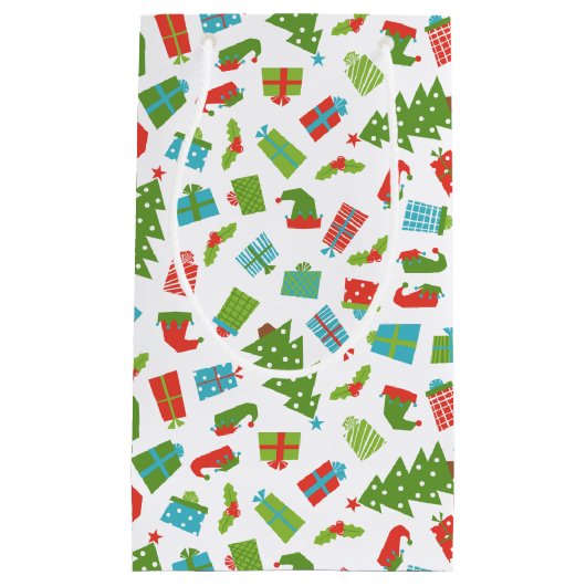 Whimsical Retro Tree Gifts Elf Pet Schoenen Kerst Klein Cadeauzakje (Voorkant)