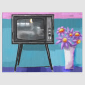 Whimsical Retro TV Televisie Mid-Century Schilderi Tissuepapier (Voorkant)