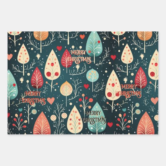 Whimsical Retro Waterverf Artistic Christmas Inpakpapier Vel (Voorkant 2)