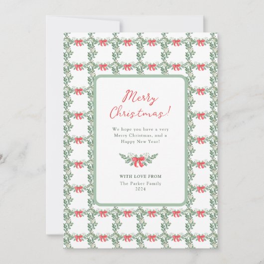 Whimsical Retro Wit | Prettig Kerst Foto Achterkan Feestdagenkaart (Voorkant)