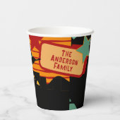 Whimsical Retro Witch Hat Over Skyline Halloween Papieren Bekers (Achterkant)