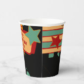 Whimsical Retro Witch Hat Over Skyline Halloween Papieren Bekers (Rechts)