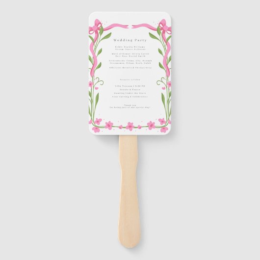Whimsical Ribbon Bloemen Trouwprogramma's Handwaaier (Achterkant)