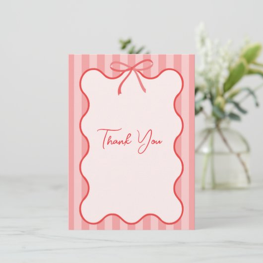 Whimsical Ribbon Border Bedankt Card (Staand voorkant)