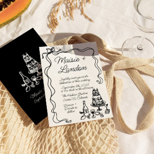 Whimsical Ribbon Border Illustratie Trouwen Kaart