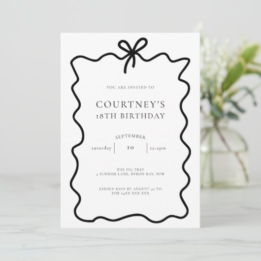 Whimsical Ribbon Bow 18e verjaardagsfeest Kaart (Staand voorkant)