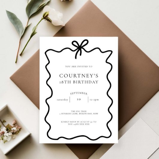 Whimsical Ribbon Bow 18e verjaardagsfeest Kaart