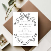 Whimsical Ribbon Bow 21st Birthday Party Kaart