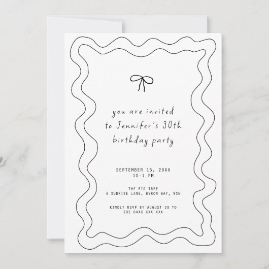 Whimsical Ribbon Bow 30ste verjaardagsfeestje Kaart (Voorkant)