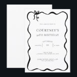 Whimsical Ribbon Bow 30th Birthday Party Kaart<br><div class="desc">This whimsical birthday party invitation features a cute dainty hand drawn bow and simple text. For more advanced customisation of this design,  e.g. changing layout,  font or text size please click the "CUSTOMIZE" button above. Please contact me for any questions!</div>