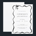 Whimsical Ribbon Bow 30th Birthday Party Kaart<br><div class="desc">This whimsical birthday party invitation features a cute dainty hand drawn bow and simple text. For more advanced customisation of this design,  e.g. changing layout,  font or text size please click the "CUSTOMIZE" button above. Please contact me for any questions!</div>