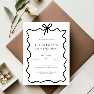 Whimsical Ribbon Bow 40e verjaardagsfeestje Kaart