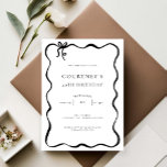 Whimsical Ribbon Bow 40th Birthday Party Kaart<br><div class="desc">This whimsical birthday party invitation features a cute dainty hand drawn bow and simple text. For more advanced customisation of this design,  e.g. changing layout,  font or text size please click the "CUSTOMIZE" button above. Please contact me for any questions!</div>