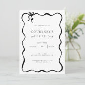 Whimsical Ribbon Bow 50th Birthday Party Kaart (Staand voorkant)