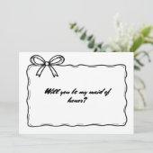 Whimsical Ribbon Bow Maid of Honor Voorstel Kaart (Staand voorkant)