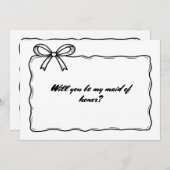 Whimsical Ribbon Bow Maid of Honor Voorstel Kaart (Voorkant / Achterkant)