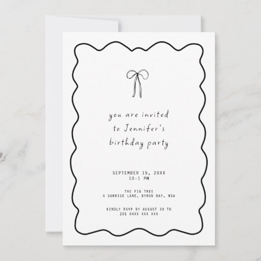 Whimsical Ribbon Bow Verjaardagsfeestje Kaart (Voorkant)