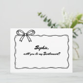 Whimsical Ribbon Bow wordt je mijn bruidsmeisje Kaart (Staand voorkant)