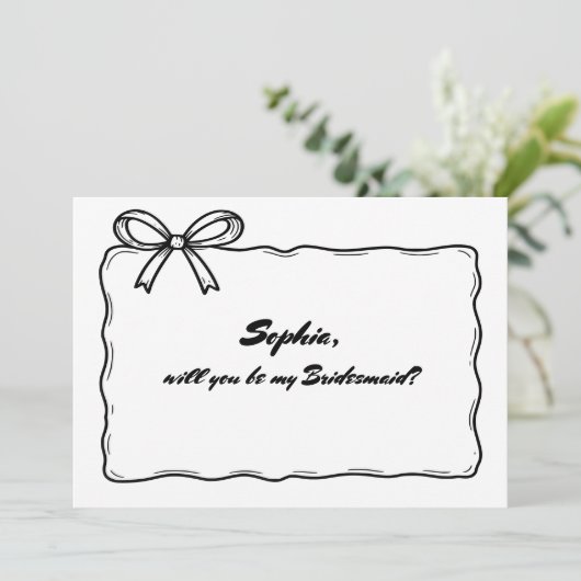 Whimsical Ribbon Bow wordt je mijn bruidsmeisje Kaart (Staand voorkant)