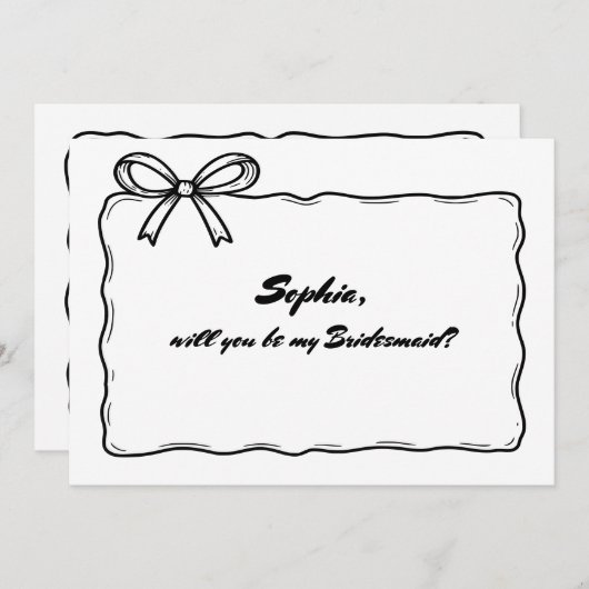 Whimsical Ribbon Bow wordt je mijn bruidsmeisje Kaart (Voorkant / Achterkant)