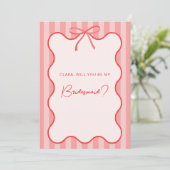 Whimsical Ribbon bruidsmeisje kaart (Staand voorkant)