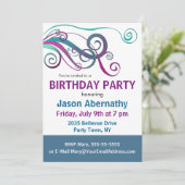 Whimsical Ribbon Curls Party Uitnodigen Kaart (Staand voorkant)