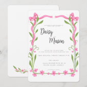 Whimsical Ribbon Floral Wedding Kaart (Voorkant / Achterkant)