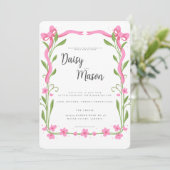 Whimsical Ribbon Floral Wedding Kaart (Staand voorkant)