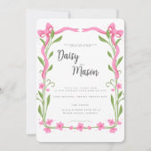Whimsical Ribbon Floral Wedding Kaart (Voorkant)