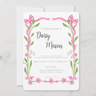 Whimsical Ribbon Floral Wedding Kaart